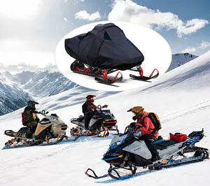 Universal Snowmobile Cover for Polaris/Skidoo/Yamaha, Black Oxford Waterproof Fabric, Trailerable Snowmobile Storage Cover