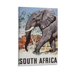 Elephant Poster South Africa Travel Poster Vintage Travel Poster Decor Print