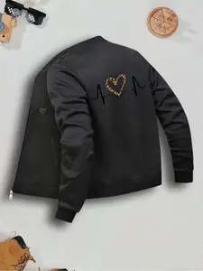 Women's Leopard Print Baseball Jacket, Casual Street Style Long Sleeve Coat, Fitted Pockets, Fall & Winter Fashion Outerwear