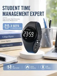 This children's digital watch features a stopwatch, flashlight, calendar display, pedometer, and a silicone strap—making it the perfect gift for kids. It's designed to be suitable for both boys and girls. Multifunctional Watch Casual Watch