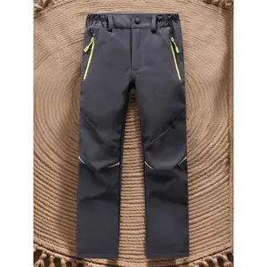 Kids' Warm Long Pants, Fall & Winter High Stretch Soft Shell Fleece Lined, Lightweight Waterproof Home Wear with Pockets(Sheets)