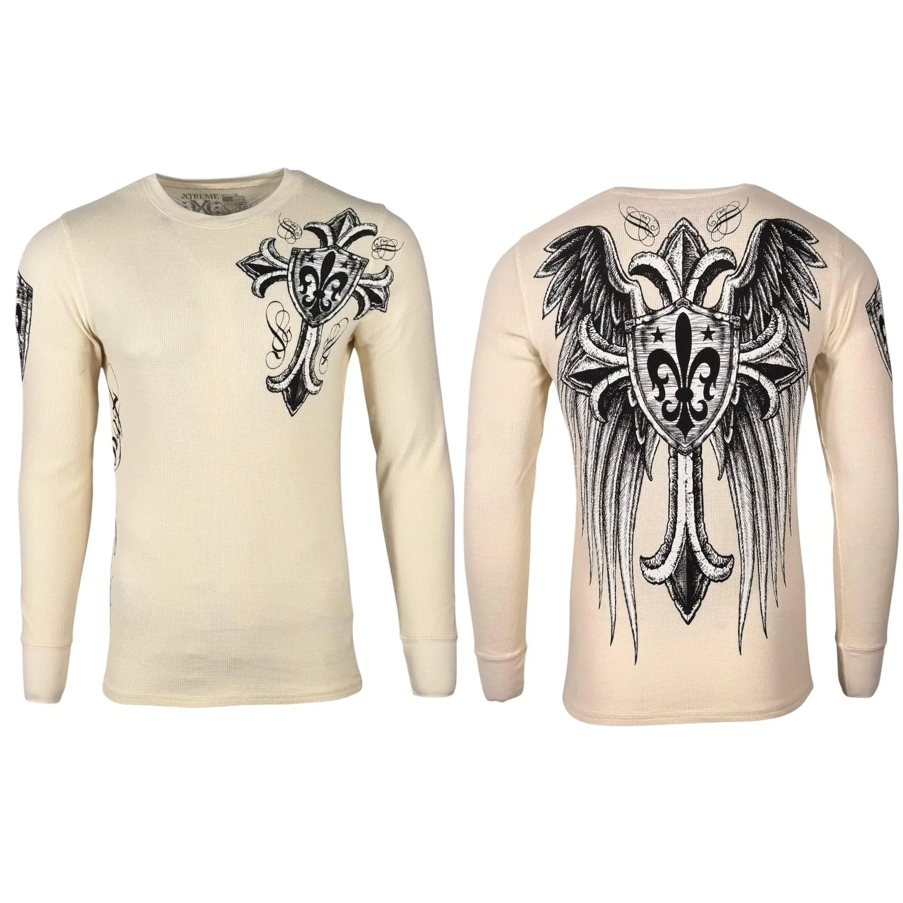 Xtreme Couture by Affliction Men's Cotton Graphic Thermal Shirt - Menswear, Round Neck, All Seasons, Casual Top
