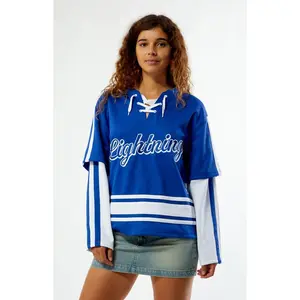 WILD COLLECTIVE Women's x NHL Tampa Bay Lightning Layered Long Sleeve Hockey Jersey