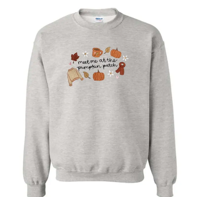 Meet me at the pumpkin patch embroidered fall sweatshirt