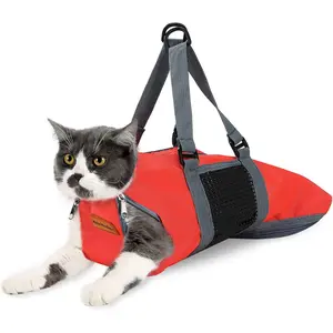 Cat Nail Clipping Cleaning Grooming Restraint Bag No Scratching Biting for Bathing Nail Trimming Injecting Examining(Pure Red,M)