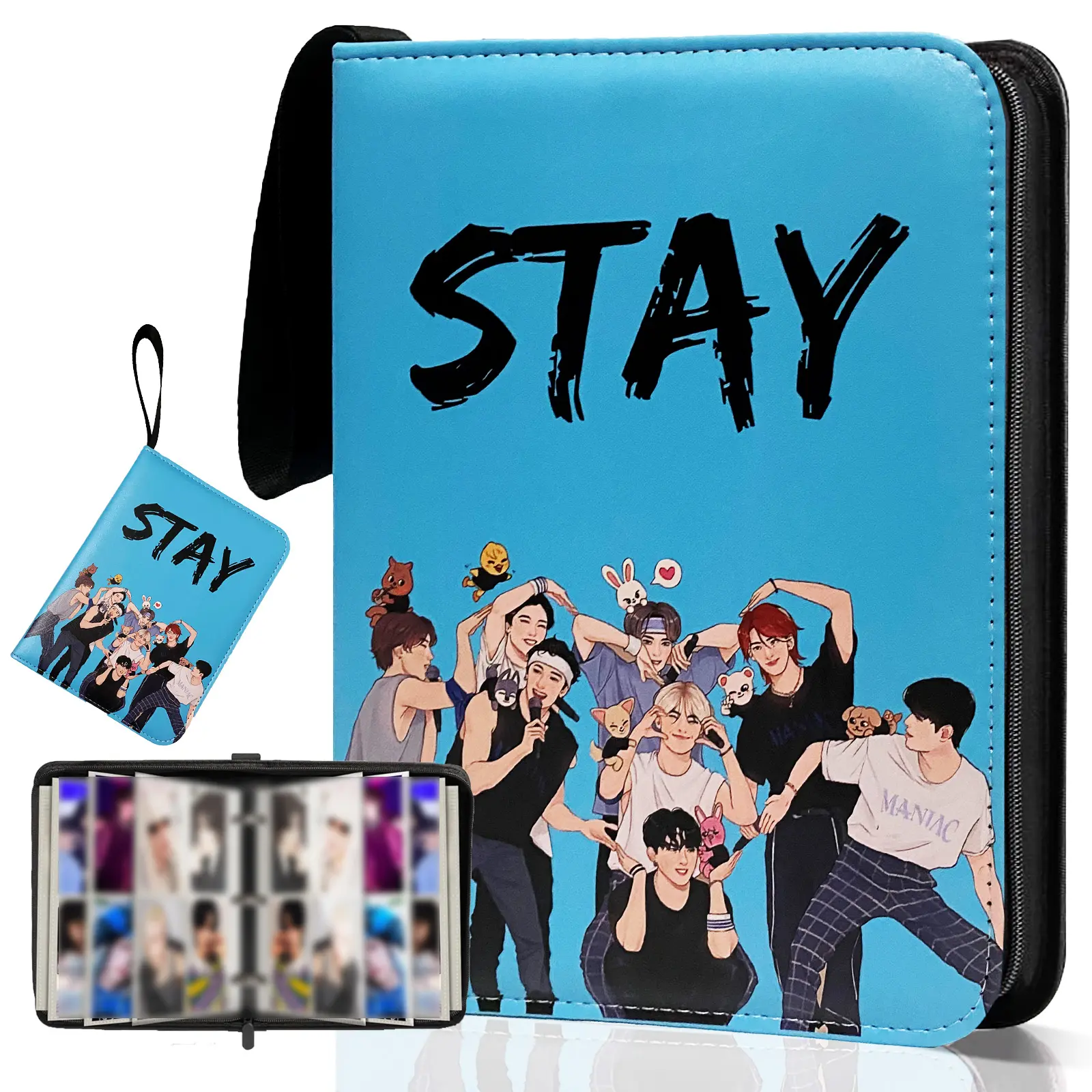 Modern KPOP Photocards Binder - PU Leather Picture Album with 400 Pockets, Zipper, Wrist Strap, 0-50 Pages Capacity, Home Decor, Ideal for Christmas, Thanksgiving, Valentine's Day Gifts