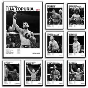 Black and White Boxing Legends ILIA TOPURIA Poster Boxing Fighting Canvas Print Painting Wall Decor for Gym Home Decor Aesthetic Design Decoration (Unframed).