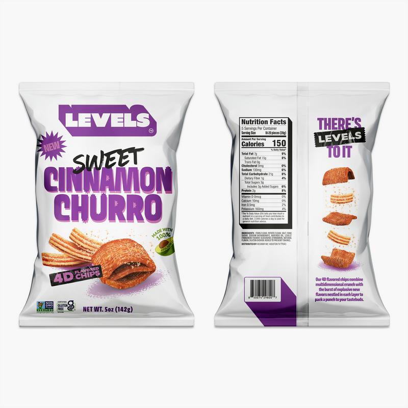 Levels by Brent Rivera 3 Pack 5 oz Bags (15 total ounces) Fiery Chili Lime Bold Nacho Cheese Sweet Cinnamon Churro Snack Variety Crunchy Spicy Savory