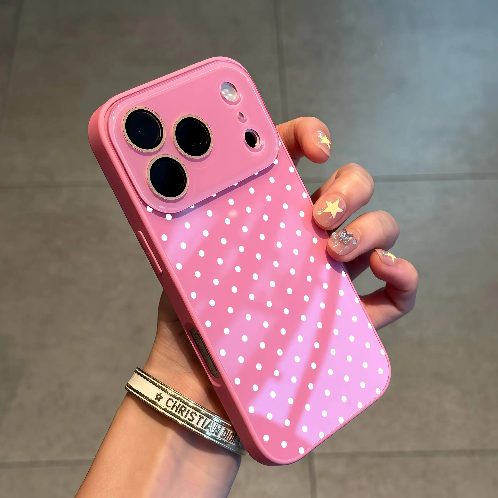 Cute Summer Polka Dot Phone Case for iPhone 17Pro Max Air 16Plus 15 14 13  cases, Soft Touch Glossy Crystal Cover with Camera Protection, Protection Durable, Shockproof Drop, Designed for women.JL108