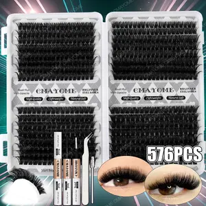 Multiple options: 640/592/576 Clusters Thick Lash Kit, 10D-150D Mix Density, w/ Glue & Tools, Ultra Thick, Waterproof, Long-Lasting, Beginner-Friendly, Daily/Outdoor/Dates/Festivals, Volumizing Style Eyelash Extensions