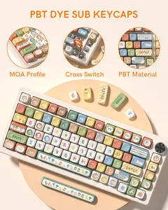 Womier MOA Profile PBT Keycaps,131Keys Cute Style Keycap Set,Dye-Sublimation Forest Theme for Most 60% 65% 75% 80% 100% US Layout Cherry MX Switches Mechanical Keyboard