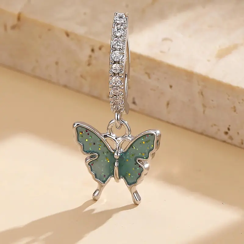 Women's Elegant Y2k Rhinestone Decor Butterfly Design Belly Ring, Bellybar, Exquisite Trendy Belly Piercing Jewelry, Body Piercings, Chic Vintage Body Jewelry, Belly Button Piercing for Party Decor, Body Jewellery