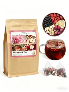 Rose Fruit Tea | Fruit tea beverage | Contains black goji berries, red goji berries, jujubes (red dates), dried apples, dried lemons, double-petaled roses | Natural energy tea bags, 100% pure herbal ingredients | Mother’s Day gift