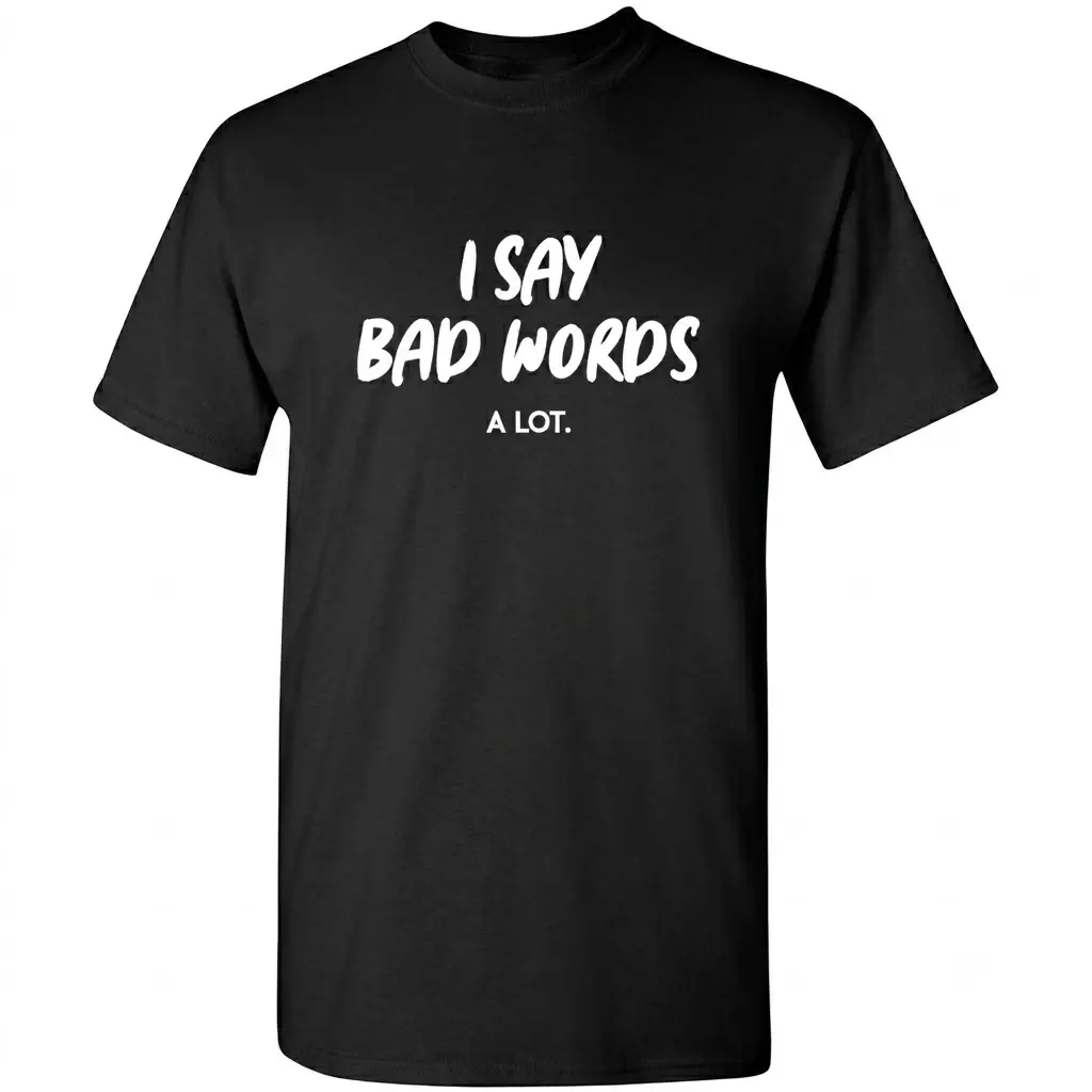 Women's Sarcastic 'I Say Bad Words A Lot' Graphic T-Shirt - 100% Cotton Casual Fitted Comfortable Everyday Clothes, Short Sleeve Round Neck, Breathable Medium Stretch Regular Fit Humorous Comedy Slogan Top