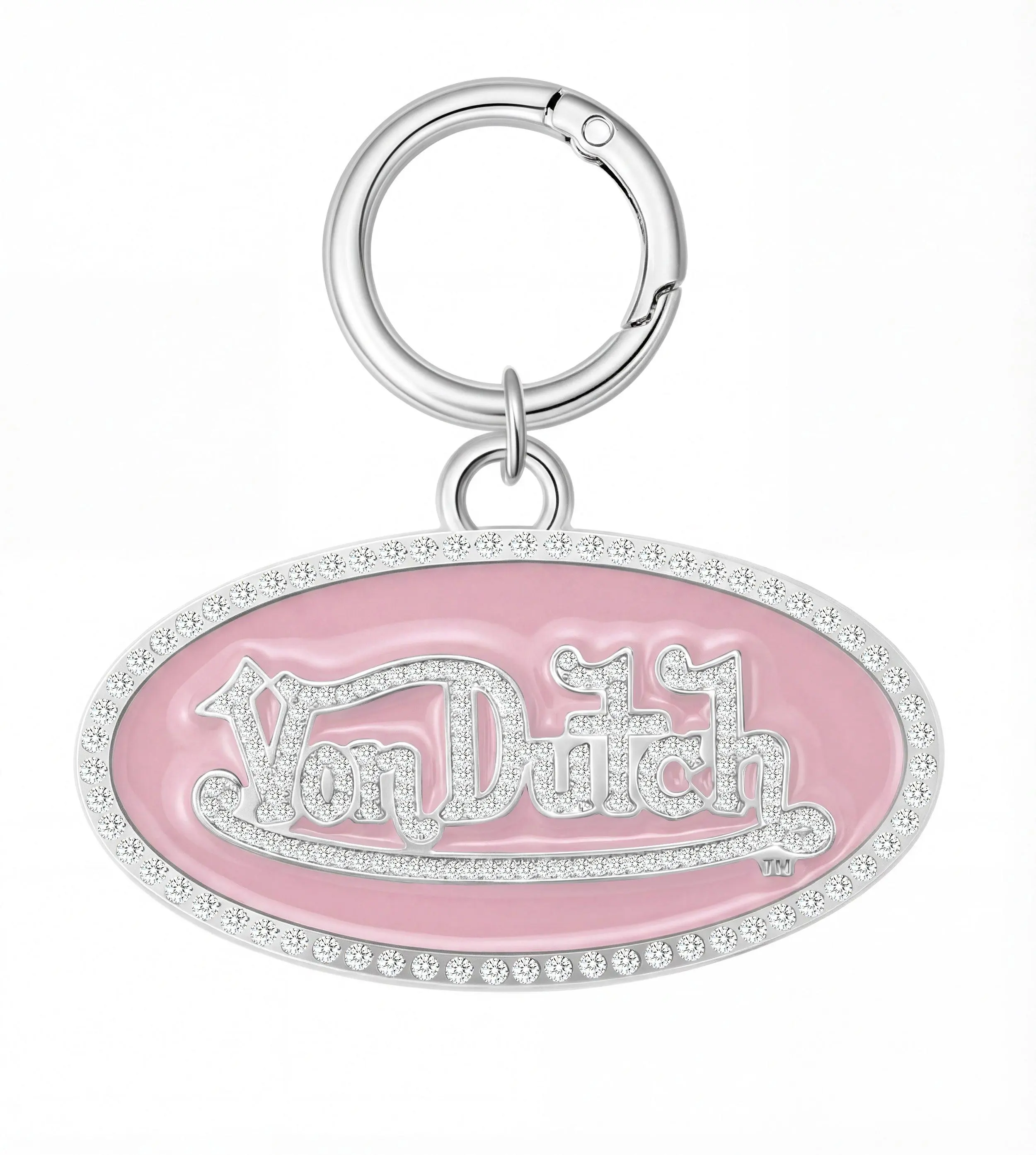 OVAL CHARM KEYCHAIN - PINK