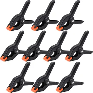 10 Packs of 3.5 inch Professional Plastic Small Spring Clamps Heavy Duty for Crafts and Backdrop Clips Clamps for Backdrop Stand,Photography