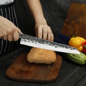 Prime Series 8.5-Inch Bread Knife – Serrated Composite Steel Blade with Red Wood Handle | Precision Bread Slicer for Artisan Loaves & Baked Goods