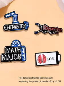 4 Pieces/Set Chemical Badge Enamel Pins Creative Science Elements Alloy Brooches Lapel Backpack Pins Fashion Accessories
