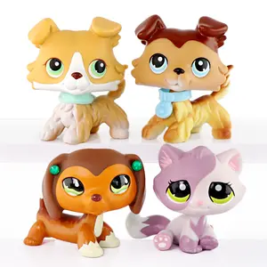 4PCS Cute Mini Animal Figurines Set - Dogs & Cat with Accessories, Collectible Puppy & Kitten Toys for Kids, Display & Party Favors