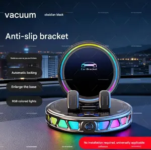 Cars Accessories Electric Magnetic Wireless Charging Car Phone Mount with RGB Ambient Light – Ultra Stable Vacuum Suction Phone Holder for Car