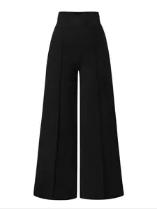 【Plus Size】 Solid Color Flowy Wide Leg Pants, Casual Comfy Trousers for Daily Wear, Women's Bottoms for All Seasons