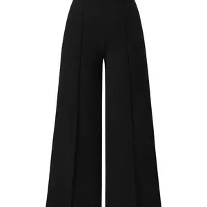 【Plus Size】 Solid Color Flowy Wide Leg Pants, Casual Comfy Trousers for Daily Wear, Women's Bottoms for All Seasons