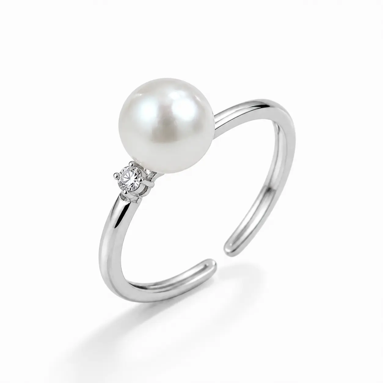 PEARLISM White Freshwater AK Pearl 925 Silver Ring