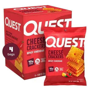 Quest Spicy Cheddar Cheese Crackers, High Protein, 1.06 oz, 4 Count - Snack - Crispy