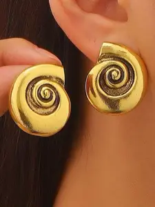 Design Fashion Spiral Snail Hoop Earrings Set, Geometric Style, Unique Holiday Accessories, All Seasons Wear, No Plating