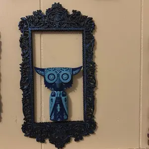 Tall Gothic Ornate Frame – Black Baroque Wall Decor With Owl Ornament