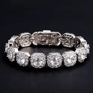 [STEFEN FLAME] Bracelet for Men Women Cuban 18K Gold Plated Bracelet 12MM VVS Round cut Wide lced Out Chain Flip Bracelet with Giftbox  Hip Hop Jewelry TikTokShopBlackFriday