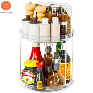 2-Tier Spice Organizer, Spice Rack, Spice Holder | 360° Rotating Cabinet & Countertop Turntable for Kitchen, Pantry & Medicine Cabinet | 9.5” Compact Design Small Space-Saving Storage for Spices, Vitamin Bottles