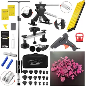 Car Dent Puller Kit, Paintless Dent Remover Tool with High Viscosity Puller Tabs & Glue Sticks Hot Glue Gun, 2-in-1 Slide Hammer T-bar, PDR Tools Set for Car Dent Repair Hail Damge or Door Dings