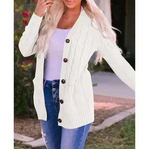 ZESICA Women’s Cable Knit Cardigan – Fall 2025 Button Down Long Sleeve Open Front Sweater Coat, Casual Layering Outfit