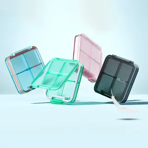 Travel Pill Case, Portable Pill Box for Purse & Pocket, Daily Medicine Organizer, Supplement Organizer, Vitamin Organizer, Waterproof 4-Compartment Compact Pill Holder