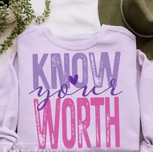 Know Your Worth • T-shirt Tee Shirt Comfortable Unisex Top Sublimation Casual Graphic Shirts Cute Stylish Inspiring Mental Health Inspirational