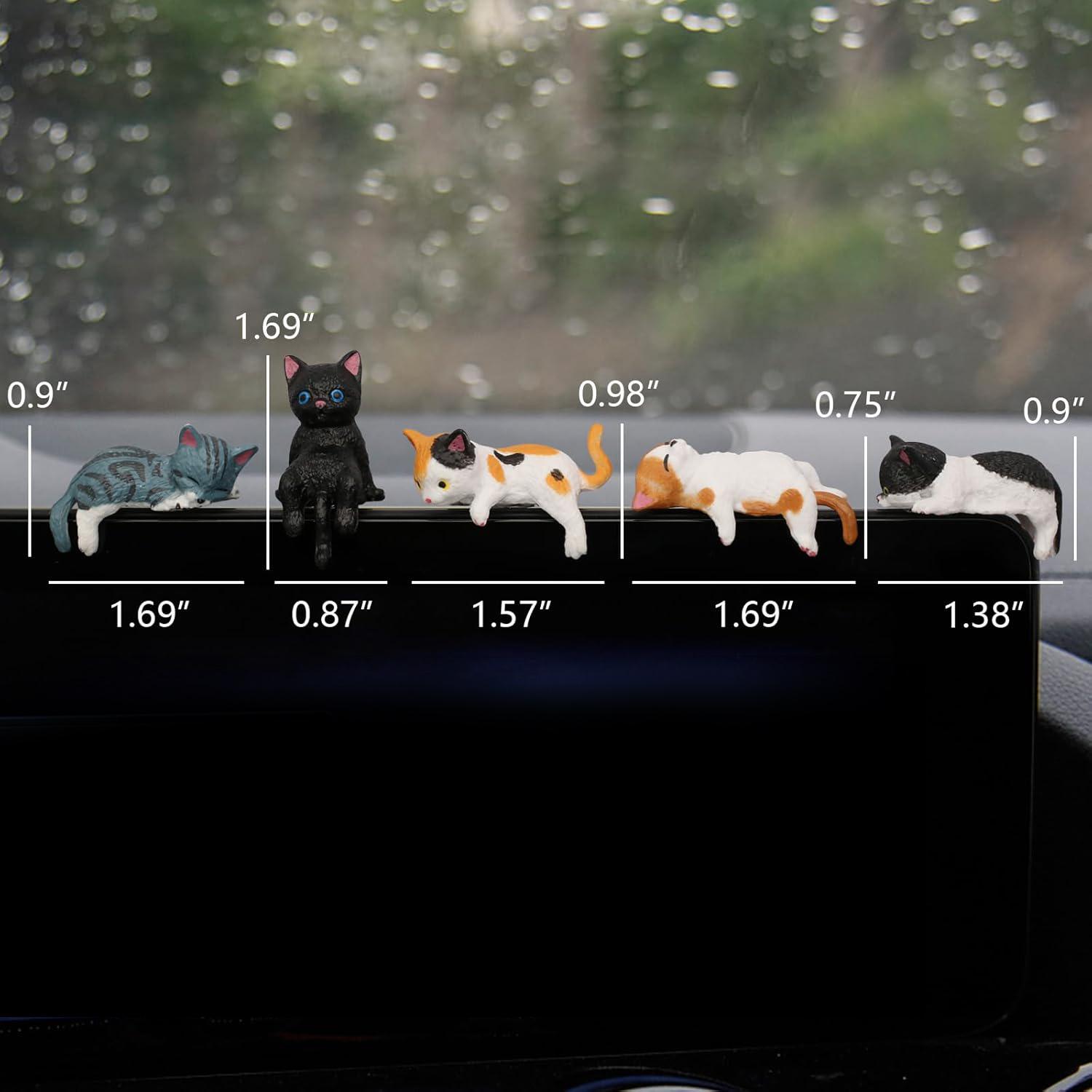 Mini Cat Desk Figurines, 5 Pcs/Set Resin Multi-Pose Kitty Ornaments, Cute Cartoon Style Home and Office Decor, Playful Charming Desktop Companions