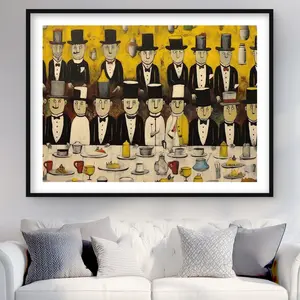 Begin Home Decor C1FM3648GF6LCO 36 x 48 in. Discreet Banquet - Yellow Framed Matted Print Wall Art for Home Decor
