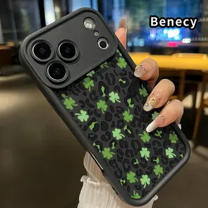 St. Patrick‘s Day Leopard Clover Fusion Phone Case for iPhone 17 Pro Max 16 Plus 15 14 13 12 11 Air E Shockproof Non Slip Military-Grade Protection Silicone Cover