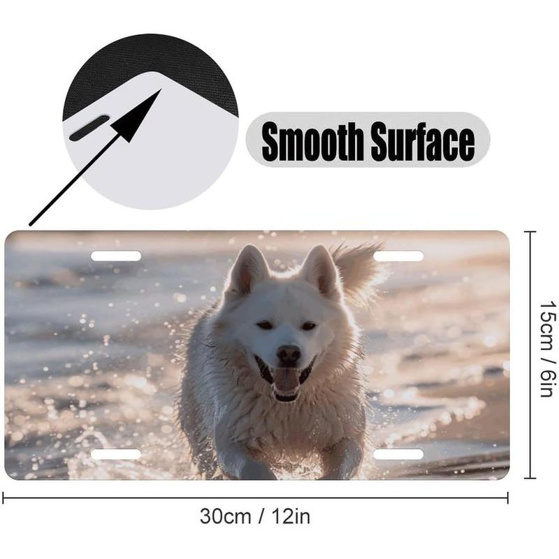 Running on The Beach Universal Aluminum License Plate Frames for Women - Personalized License Plate Cover with 4 Holes, Rustproof, 6x12 Inches