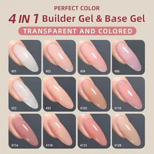 Builder Gel Base Gel for Nail Extensions, 20g LED UV Hard Fiber Gel, 12 Nude Color Options for Salon & DIY Use