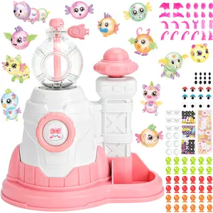 Balloon Animals Kit with Pump, Funny Balloons Inflator Toy, DIY Sticky Balloon with Pump, Squishy Balloons Maker, Magic Sticky Balls Making Craft Kit for Girls Boys(Pink)