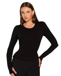 Shapey Crew Neck Top - Soft Sheen Jersey Black