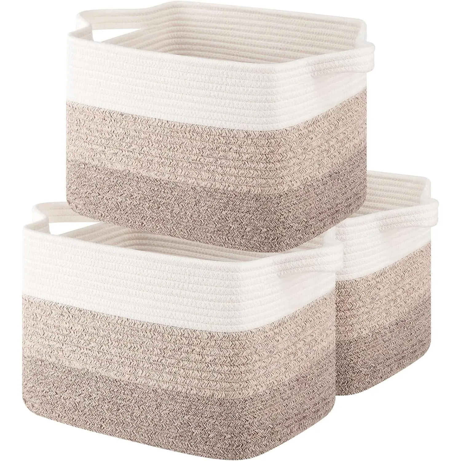 Storage Basket for Organizing, Woven Baskets for Storage, Rectangle Decorative Baskets for Shleves, Closet, Toys, Books,  Organizer Bins - Pack of 3 (Gradient Yellow, 13"x9.85"x8.7")