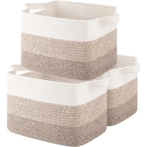 Storage Basket for Organizing, Woven Baskets for Storage, Rectangle Decorative Baskets for Shleves, Closet, Toys, Books,  Organizer Bins - Pack of 3 (Gradient Yellow, 13"x9.85"x8.7")