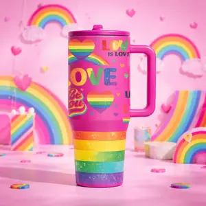 1 Pc 40oz Tumbler With Handle, Hydration Tumbler, Double Wall Insulated Mug, Leak Proof Vacuum Cup For Hot Cold Drinks, Keeps Hot 12 Hours Cold 24 Hours, Travel Tumbler With Lid, Stainless Steel Thermal Cup For Iced Coffee Gift For Wome