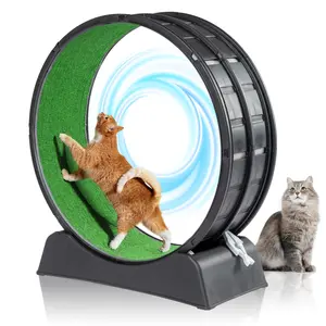 Cat Exercise Wheel, 42 Inch Cats Treadmill for Indoor, Cat Running Wheel with Carpeted Runway, Easy to Install & Fitness & Health, Suitable for Most Cats, Plastic Wheel