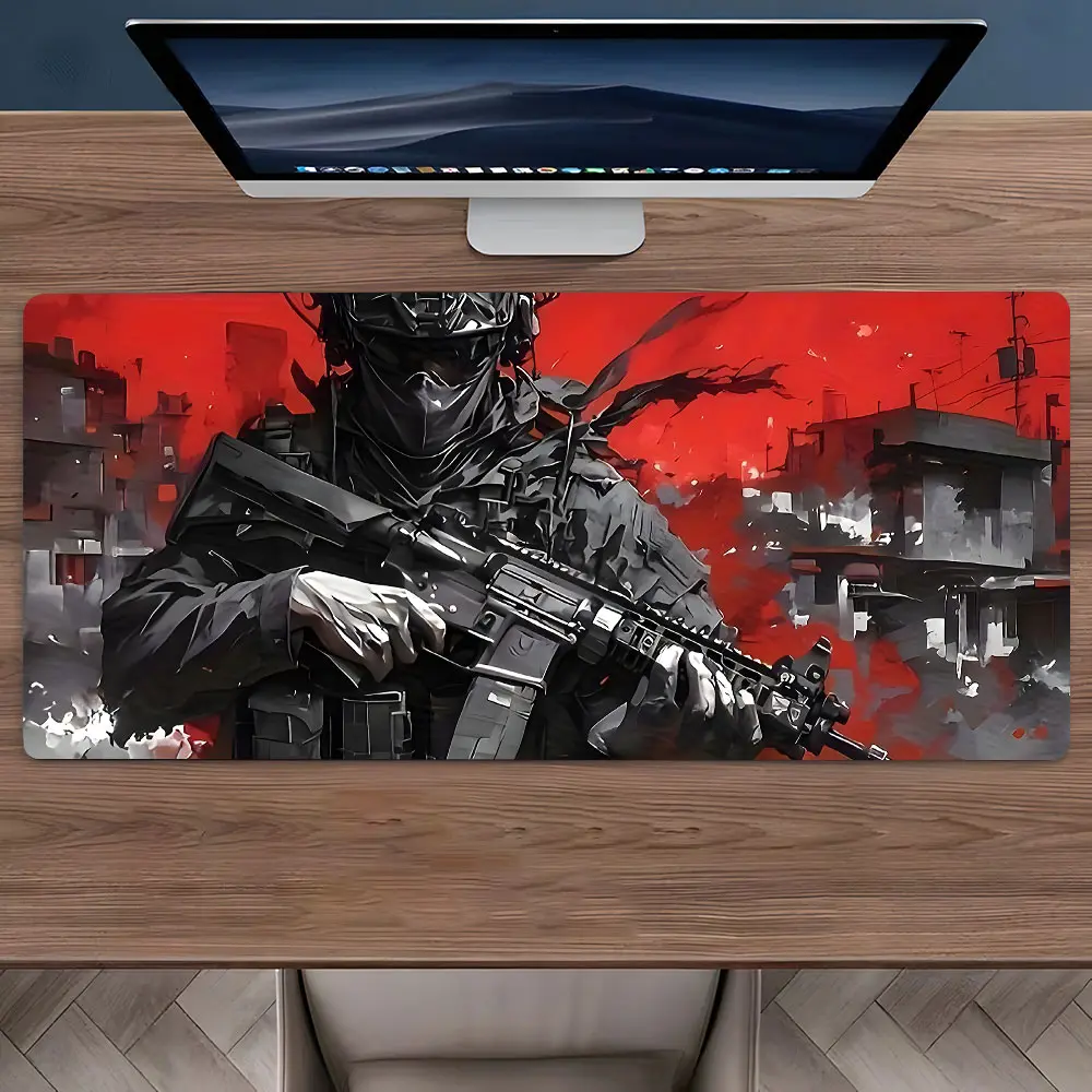 Cool Warrior Character Large Gaming Mouse Pad,Aesthetic Desktop Drotection Pad,Washable Rubber Pad Non-Slip Lock Edge Multi-Size Mouse Pad Suitable For Home Office, Gaming Desk Accessory,Desk Accessories,Good Gift for Family and Friends