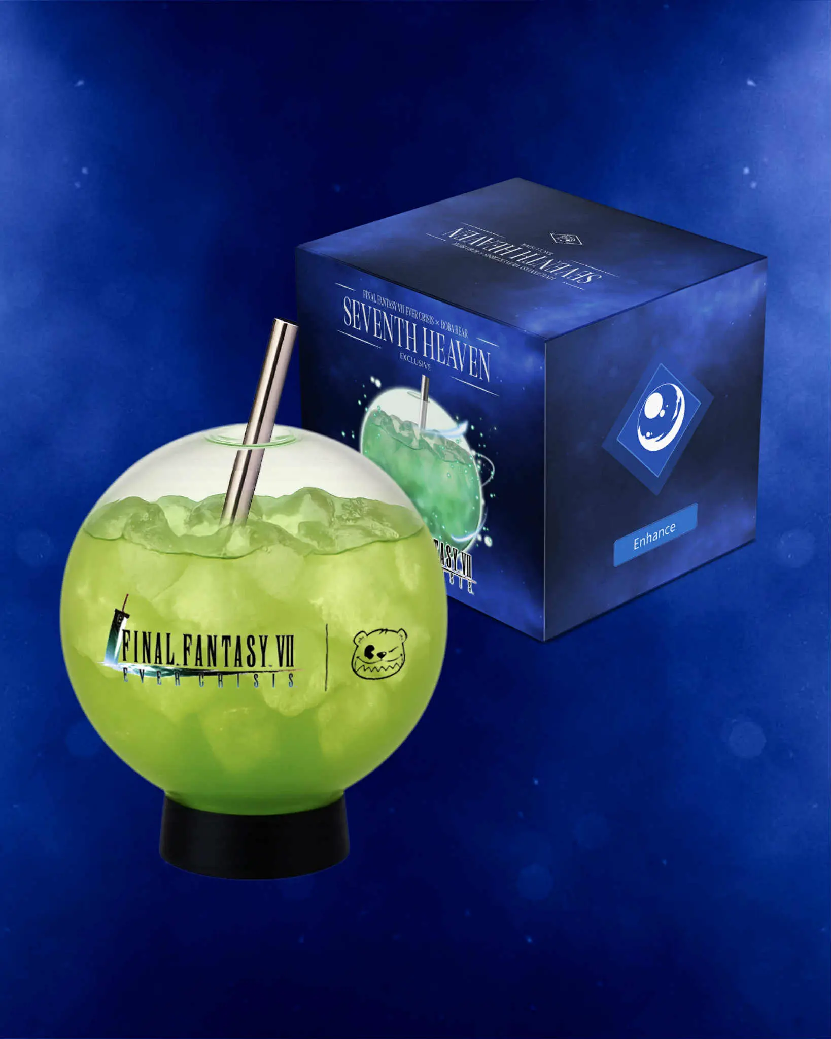 Final Fantasy VII X Boba Bear Materia Sphere Glass Drinking Cup