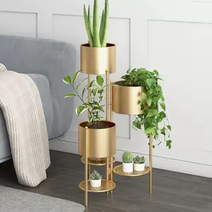 Metal Plant Stand, 6 Tier 6 Potted Indoor Gold Flower Pot Stand Holder Shelf, Foldable Decorative Display Rack for Multiple Potted Plants, Patio Garden, Living Room, Corner Balcony & Bedroom